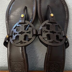 Tory Burch Brown Leather Miller Sandals Size 9